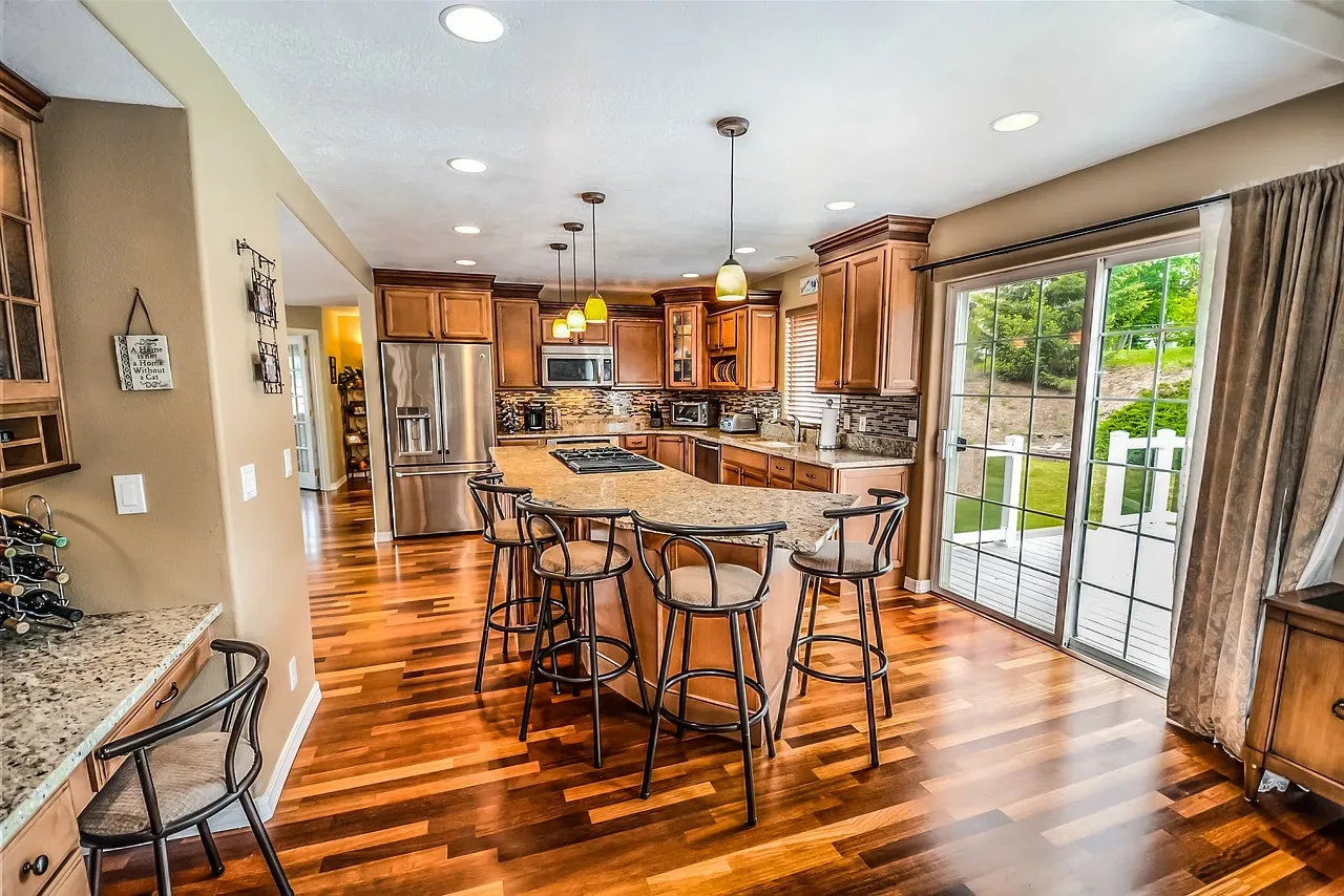 light flooring spacious effect small kitchen